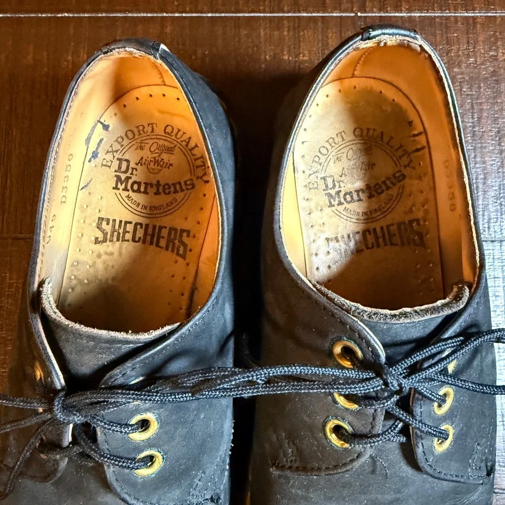 Dr. Martens England Skechers 3 Eye Oxford Shoes Black Nubuck Size UK 4 US 6 VTG